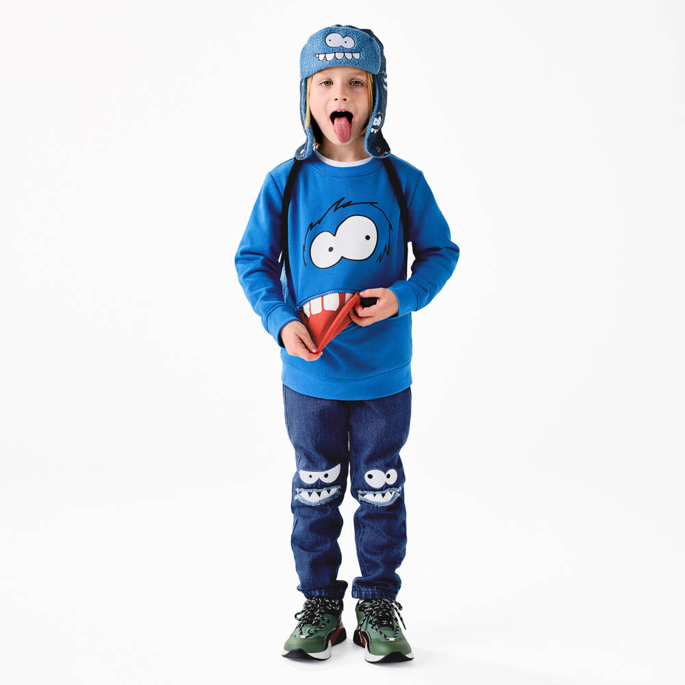 Stella McCartney Kids Boys Blue Denim Jeans with Yeti Knees