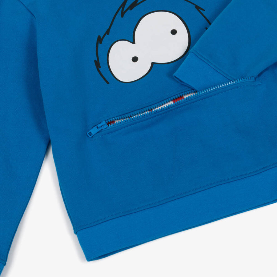 Stella McCartney Kids Boys Blue Yeti Sweatshirt with Zipper-Mouth Pocket