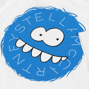 Stella McCartney Kids Boys White Cotton T-Shirt with Blue Yeti Face Print