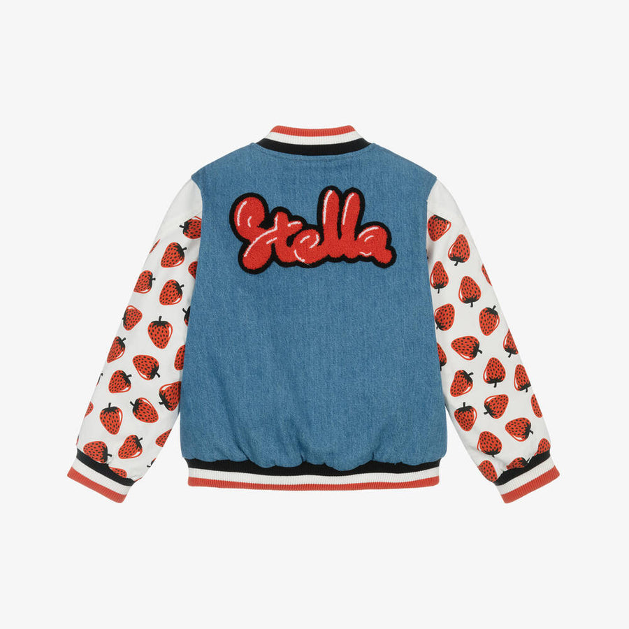 Stella McCartney Kids Girls Blue Denim Bomber Jacket