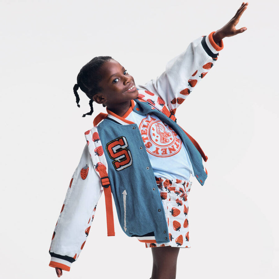 Stella McCartney Kids Girls Blue Denim Bomber Jacket