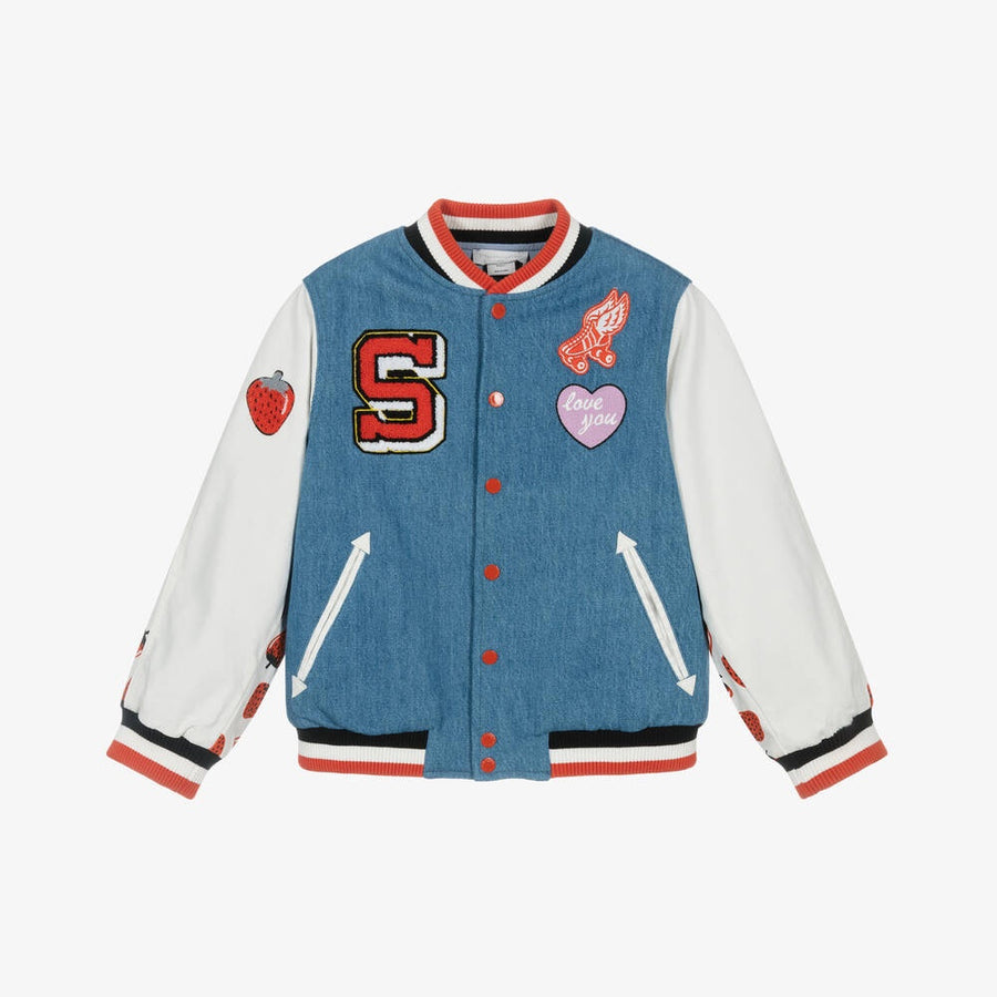 Stella McCartney Kids Girls Blue Denim Bomber Jacket