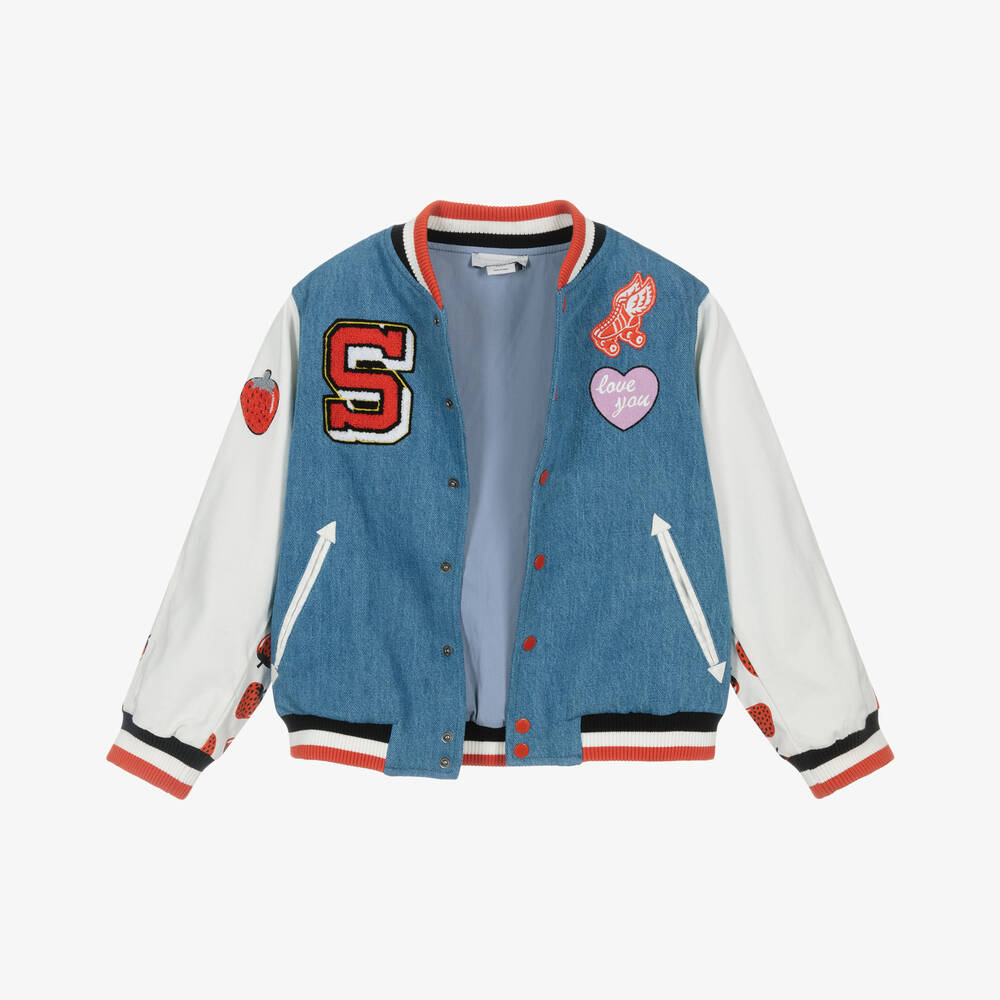 Stella McCartney Kids Girls Blue Denim Bomber Jacket