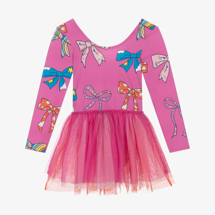 Stella McCartney Kids Bow Print Layered Tulle Dress