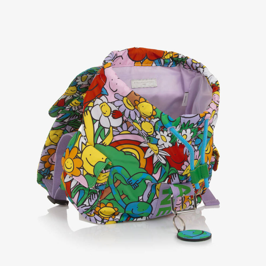 Stella McCartney Kids Girls Colourful Earth & Smiling Flowers Backpack (27cm)