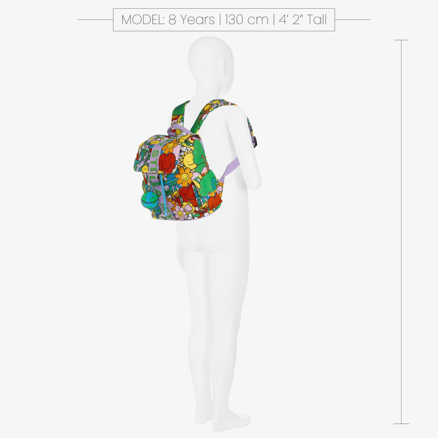 Stella McCartney Kids Girls Colourful Earth & Smiling Flowers Backpack (27cm)