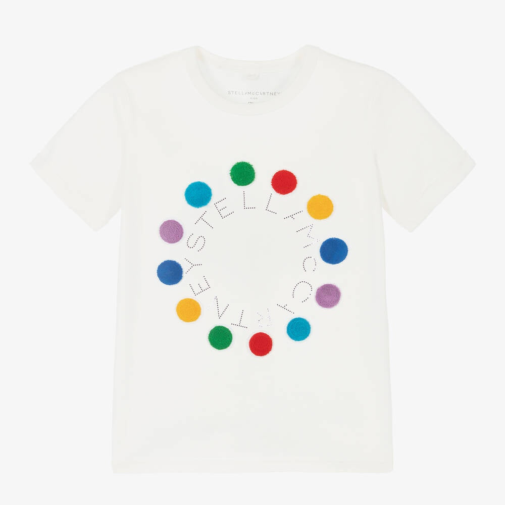 Stella McCartney Girls Ivory Organic Cotton T-Shirt