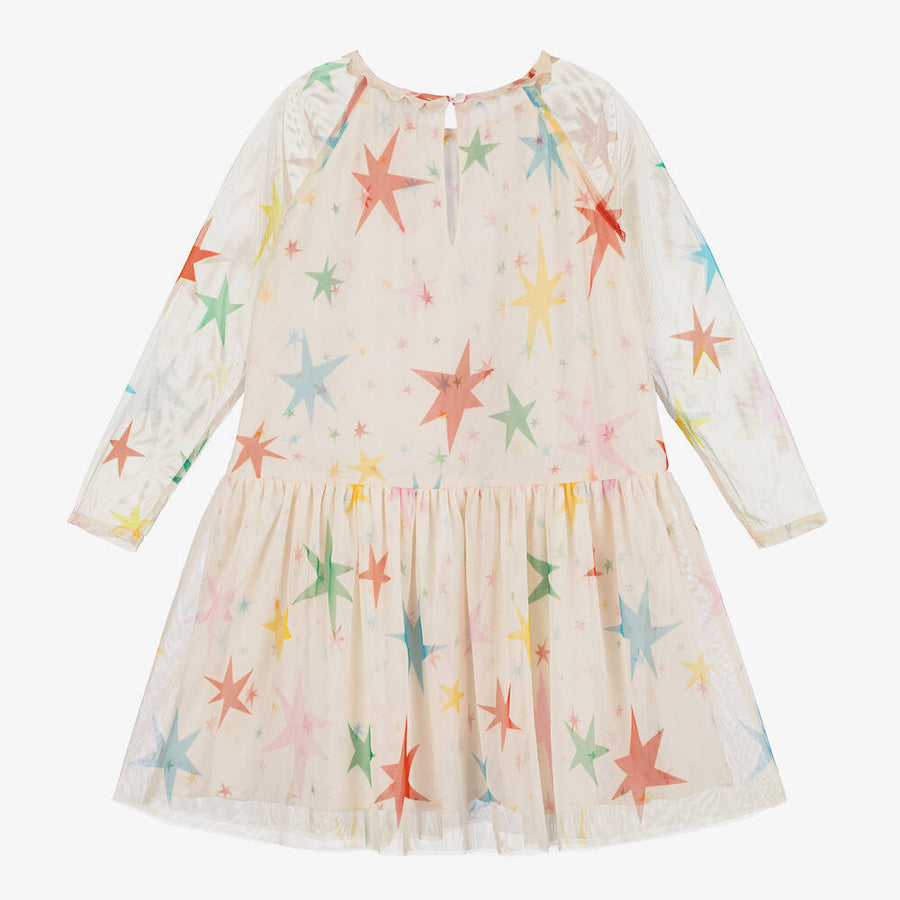 Stella McCartney Kids Girls Ivory Star Print Tulle Dress