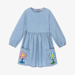 Stella McCartney Kids Flower Graphic Buckle Long-Sleeve Dress