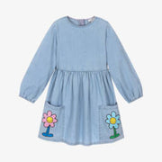Stella McCartney Kids Flower Graphic Buckle Long-Sleeve Dress