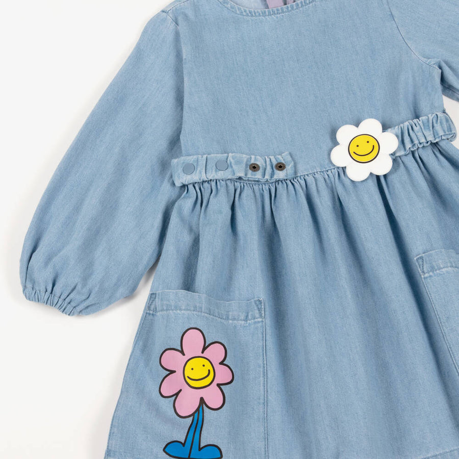 Stella McCartney Kids Flower Graphic Buckle Long-Sleeve Dress