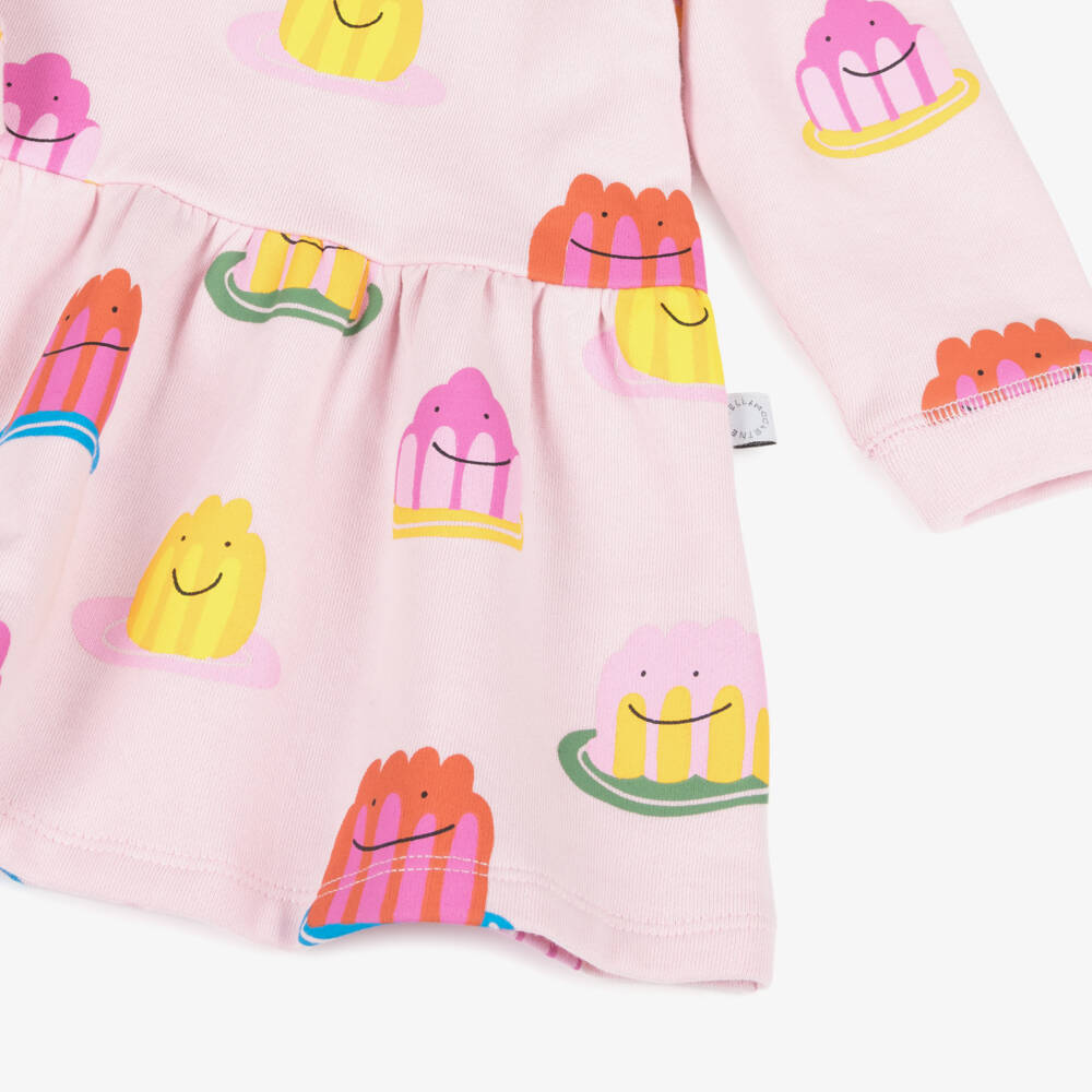 Stella McCartney Kids Girls Pink Cotton Jersey Smiling Jellies Dress