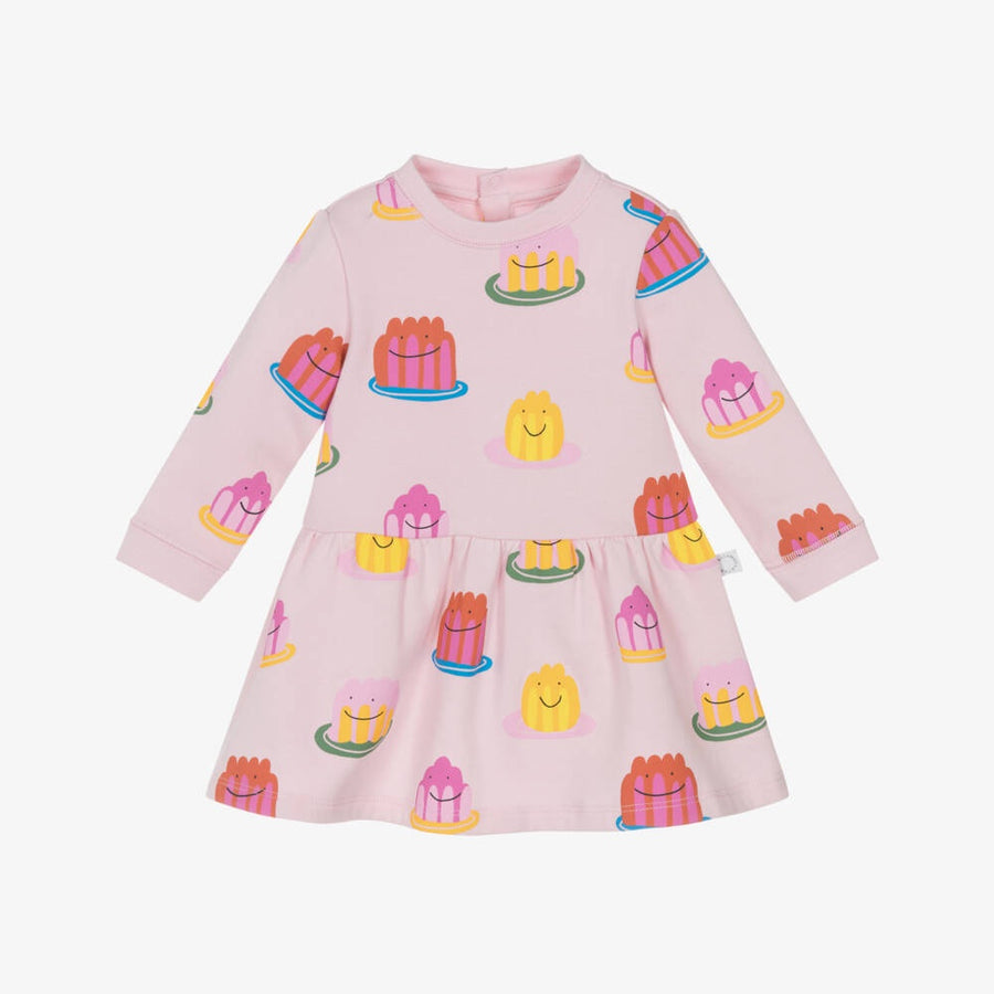 Stella McCartney Kids Girls Pink Cotton Jersey Smiling Jellies Dress