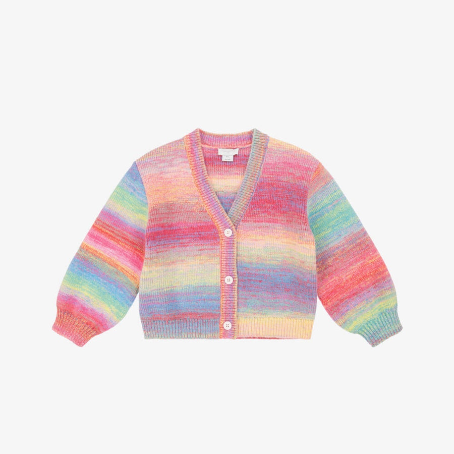Stella McCartney Girls Pink Rainbow Cardigan with Love Embroidery