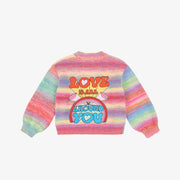 Stella McCartney Girls Pink Rainbow Cardigan with Love Embroidery