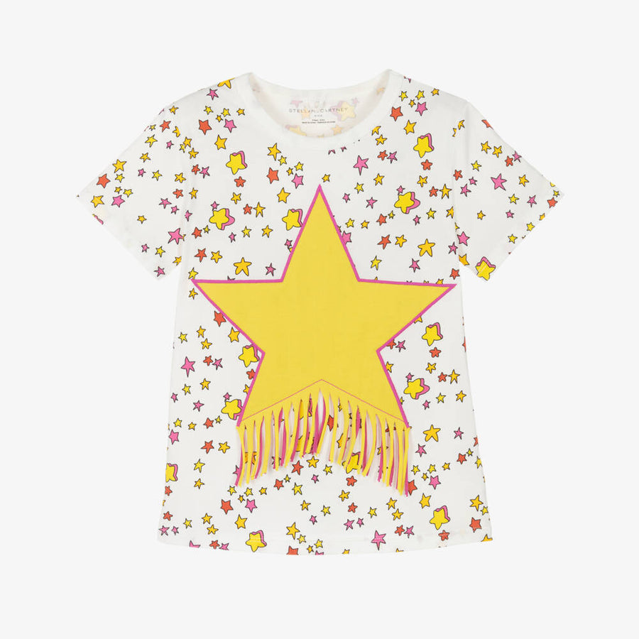 Stella McCartney Kids Star Graphic Fringed T-Shirt