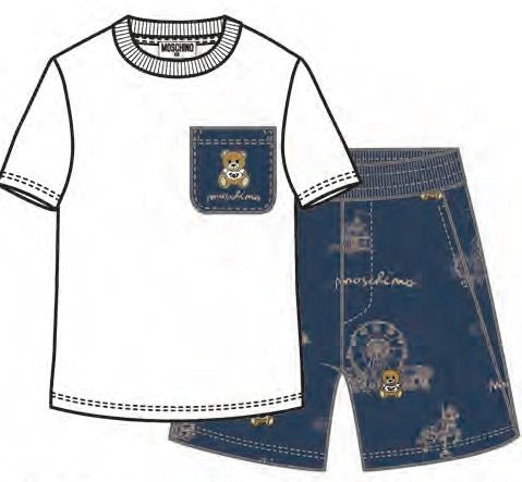 Moschino Boys Short Sleeved Tee and Shorts Set with Circus Print
