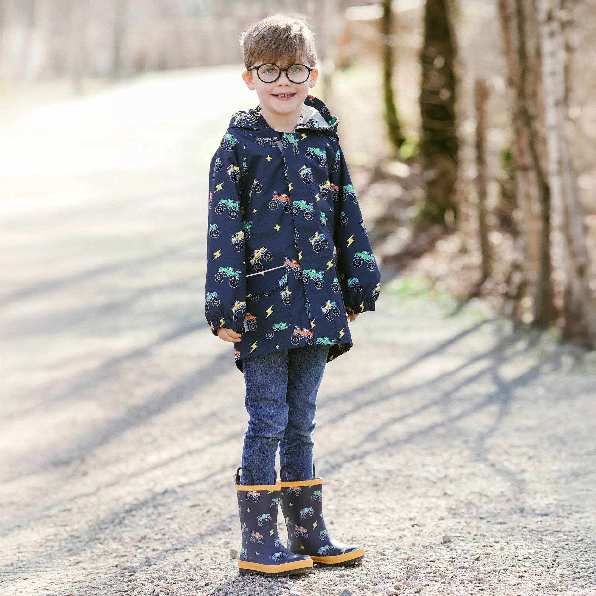 Jan & Jul Big Trucks | Kids Shell Jacket Puddle-Dry Waterproof Rain Jacket
