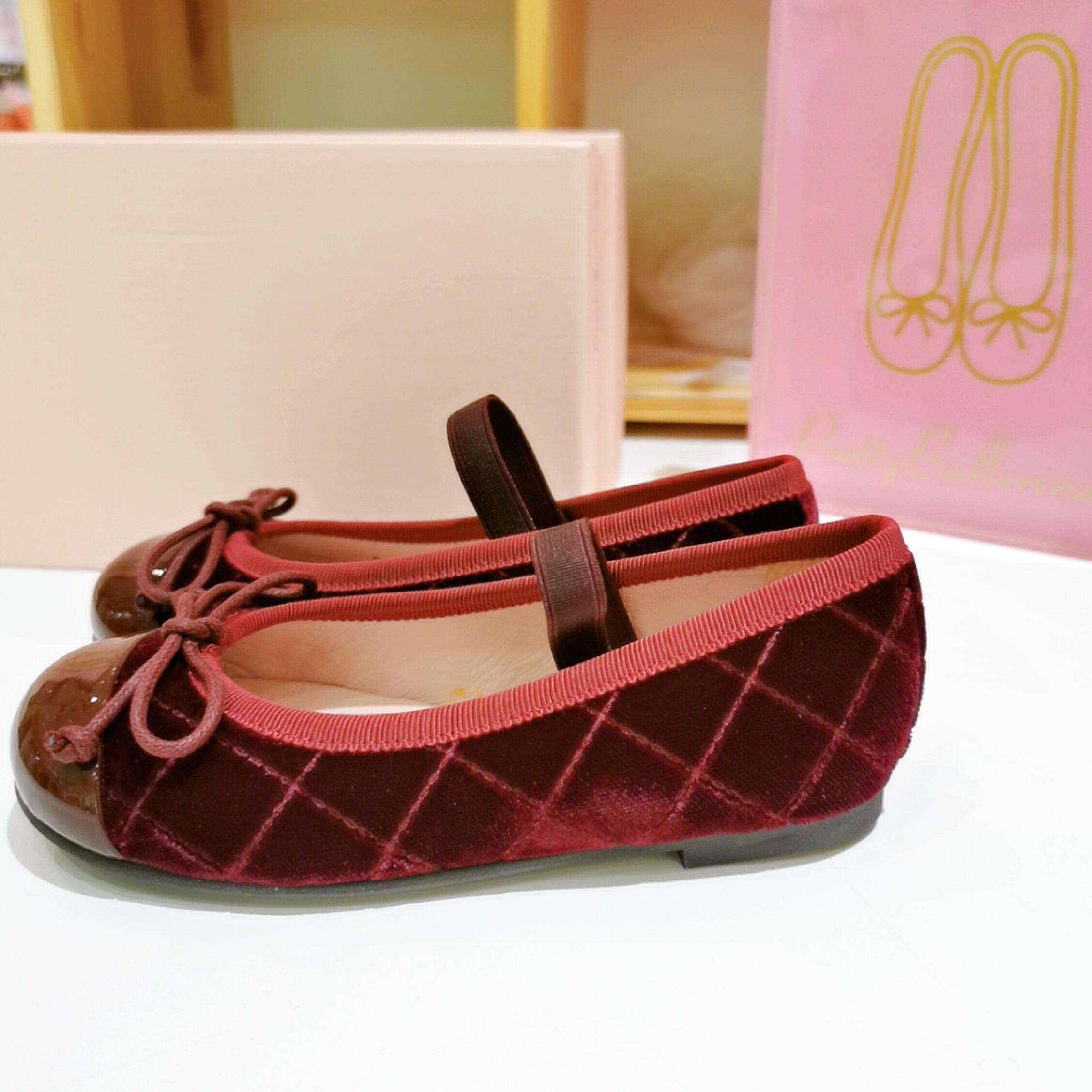 Pretty Ballerinas Wine Quilted Hannah Shoes