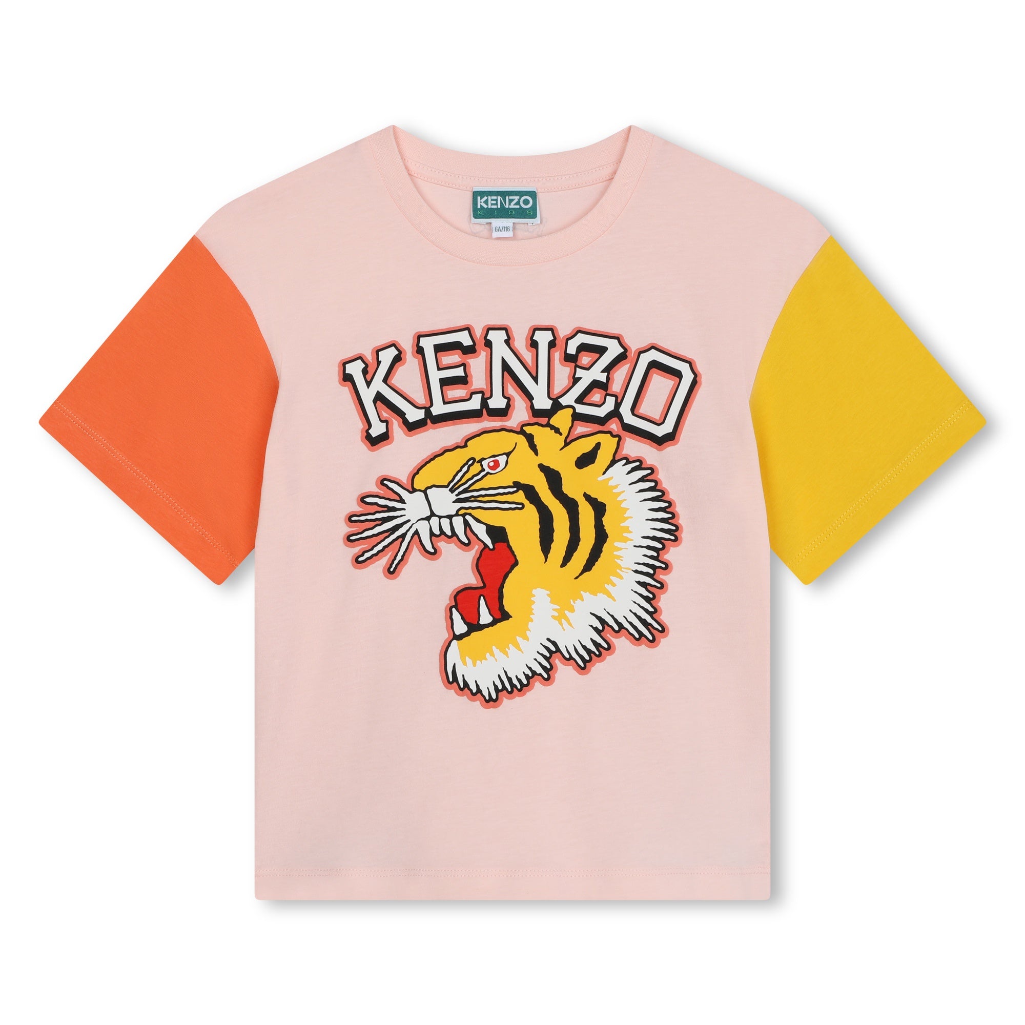 Kenzo Girls Pink Colorblock Tiger SS Tee