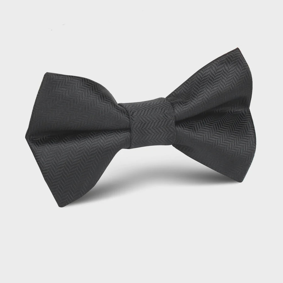 Otaa Kids onyx black herringbone bow tie