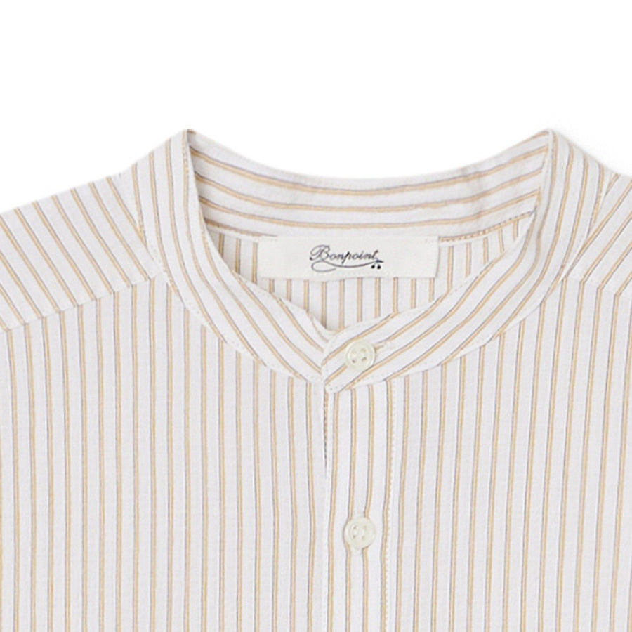 Bonpoint Boys Stripped Cotton Shirt Pale Yellow