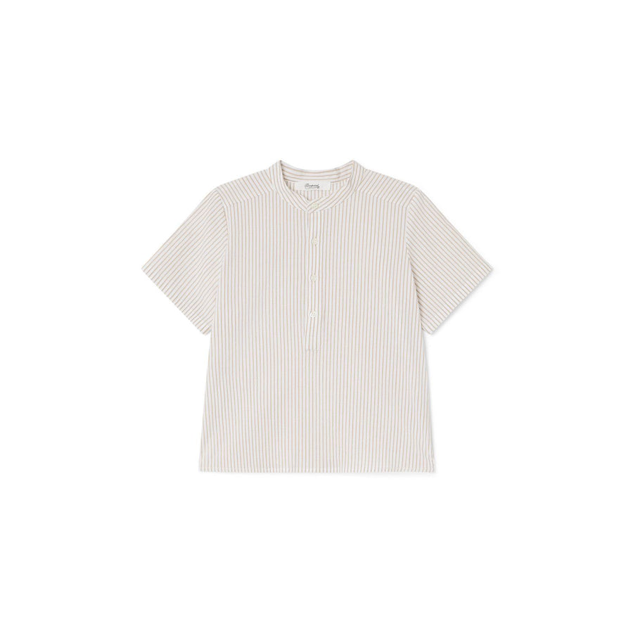 Bonpoint Boys Stripped Cotton Shirt Pale Yellow