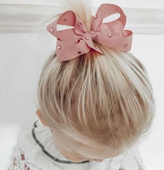 Olilia Designs Clip Classic Bow with Crystal Medium