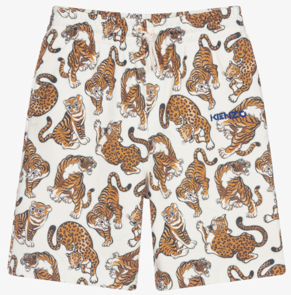 Kenzo Non Brushed Fleece with All Over Pop Tiger Shorts