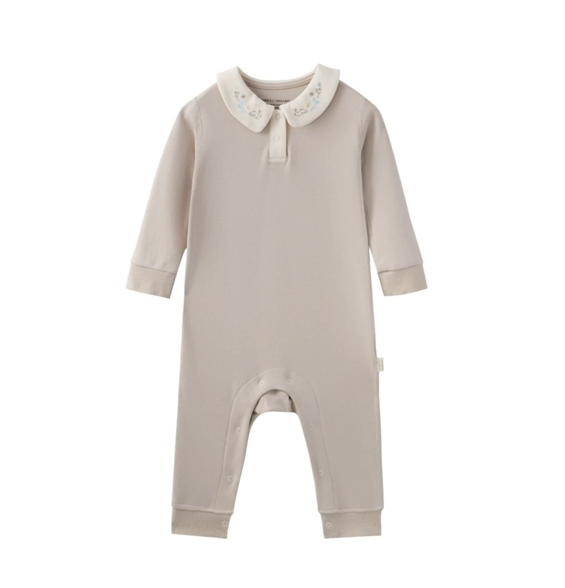 Norsu Organic Baby Organic Cotton Collar Bodysuit Light Grey