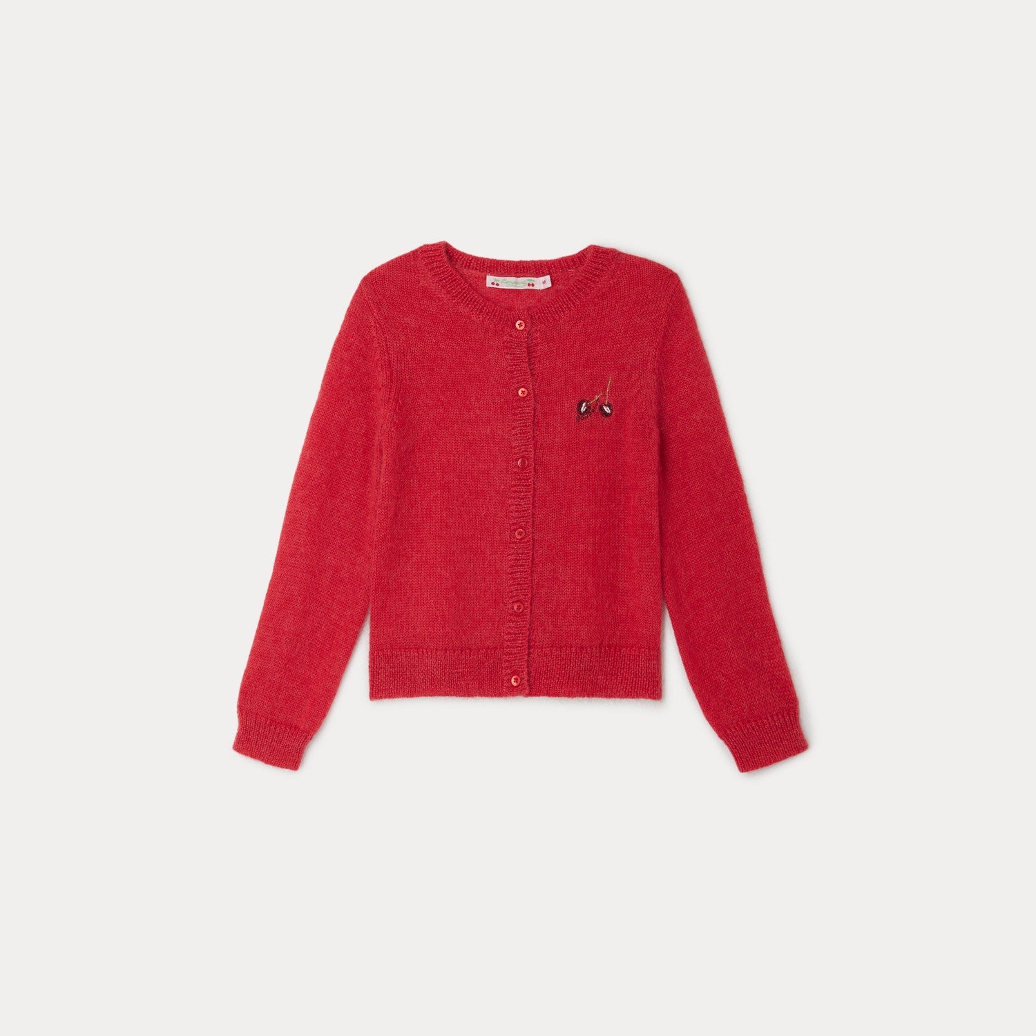 Bonpoint Red Cardigan with Little Cherry