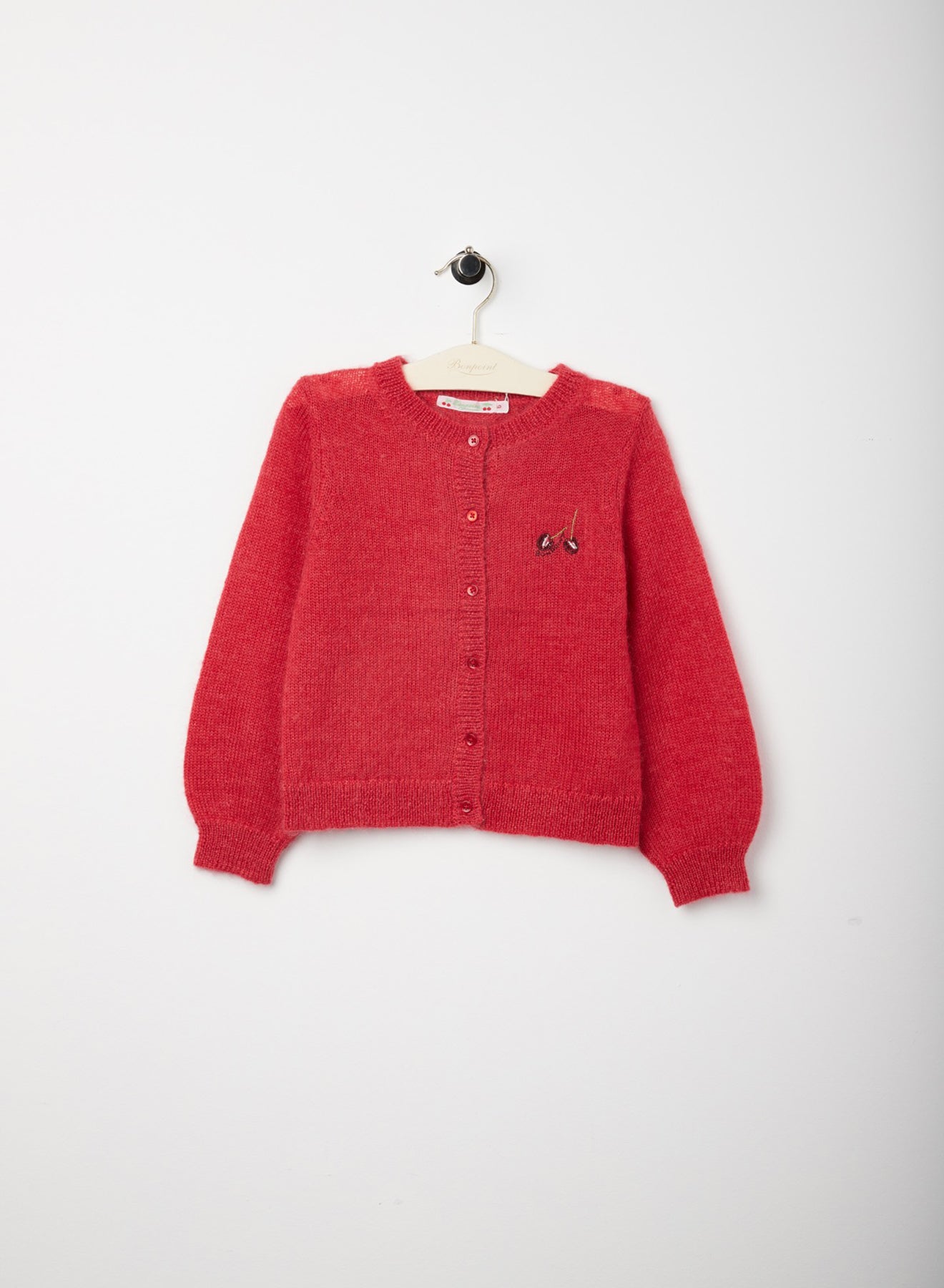 Bonpoint Red Cardigan with Little Cherry