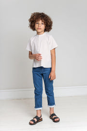Bonpoint Boys Stripped Cotton Shirt Pale Yellow