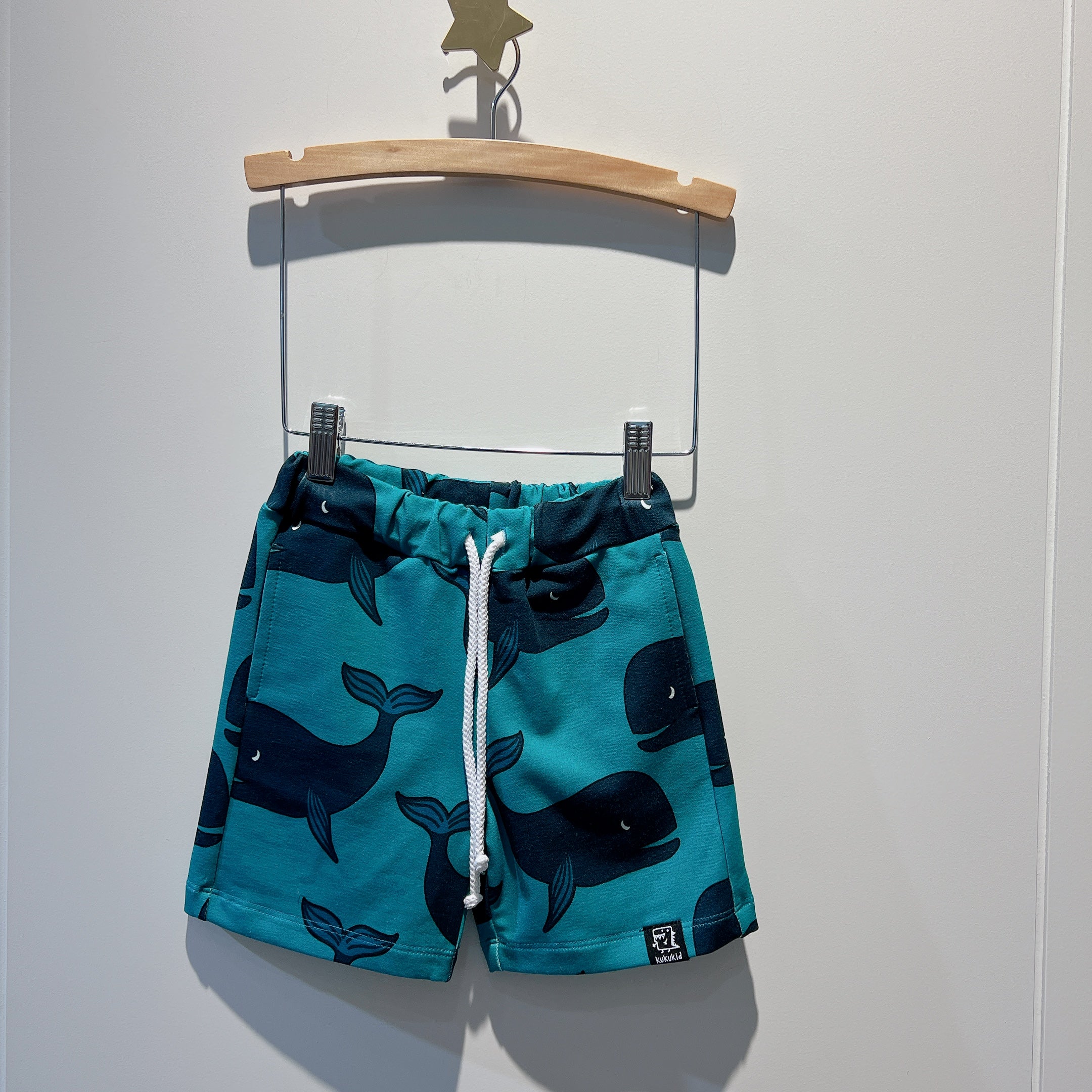 Kukukid Pocket Shorts Green Whale