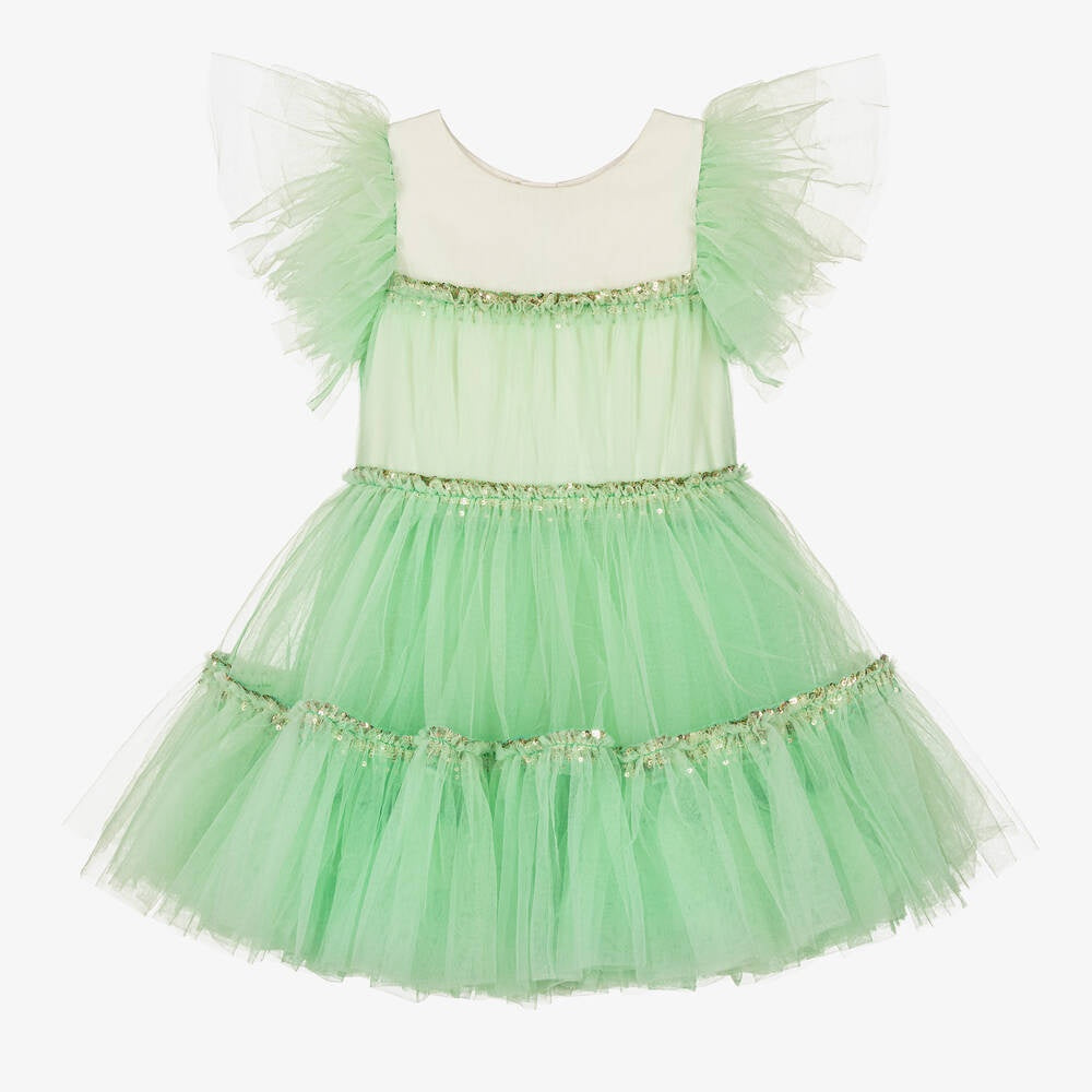 Billieblush Green Tulle Ruffle Dress