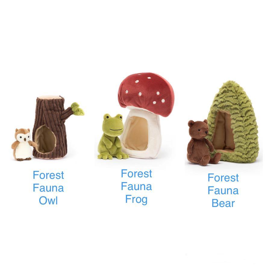 Jellycat Forest Fauna Owl Bear Frog