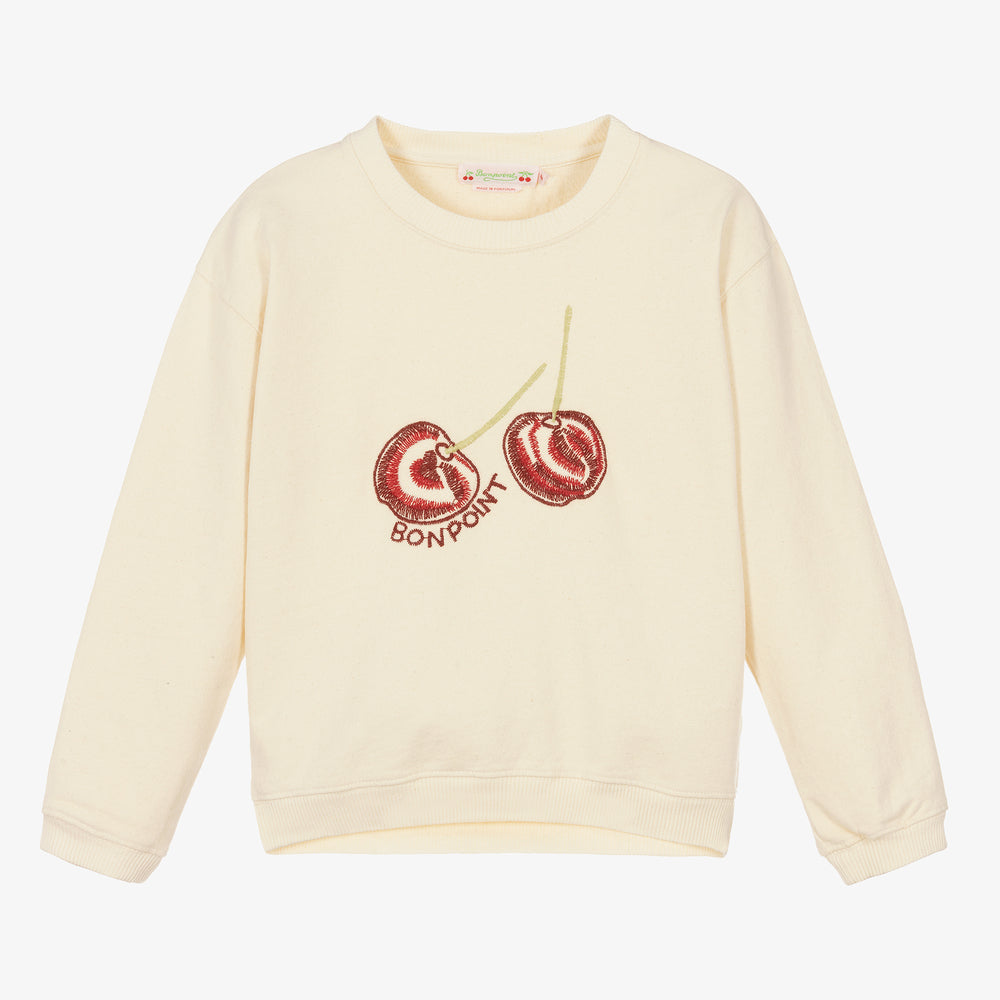 BONPOINT Ivory sweatshirt for girl with logo