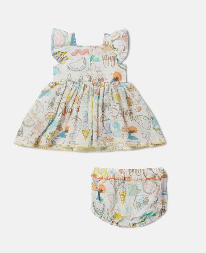 Stella McCartney Kids Summer Doodles Print Dress and Bloomers Set