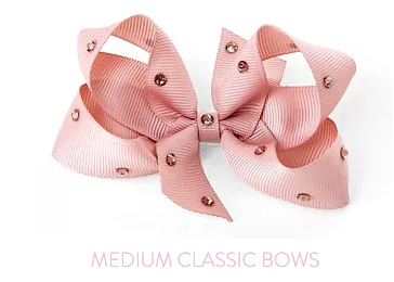 Olilia Designs Clip Classic Bow with Crystal Medium