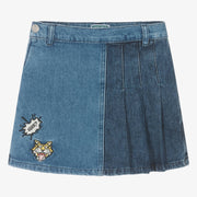 Kenzo Girls Blue Denim Pleated Skort