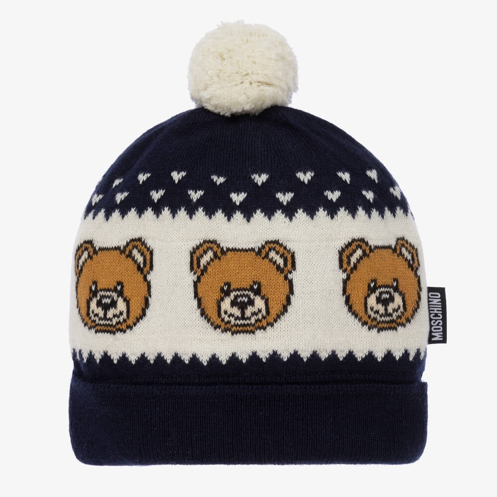 Moschino Baby Pom Pom Teddy Bear Knit Hat