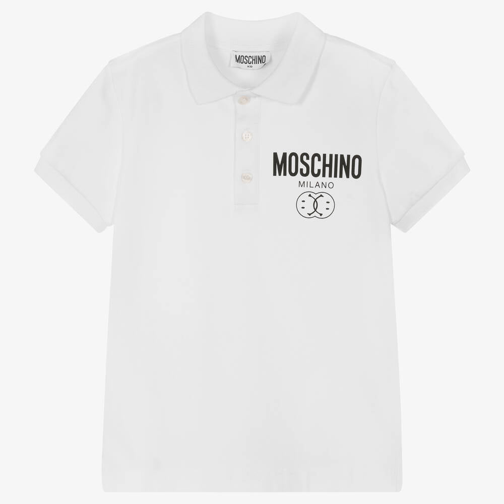 Moschino Boys Mini Me Polo with Milano Smiley Graphic