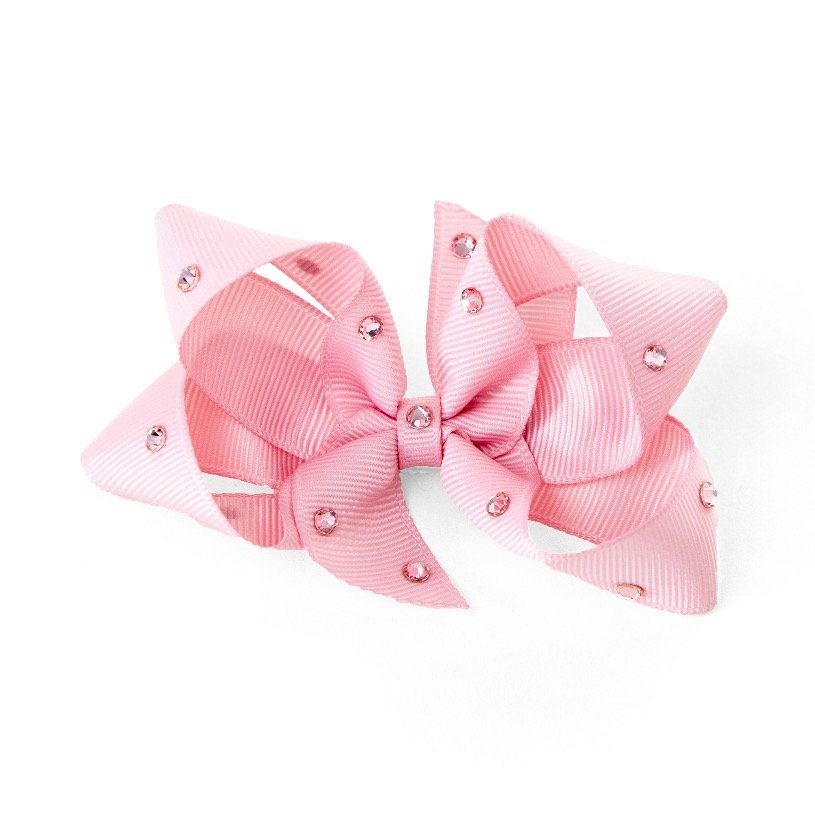 Olilia Designs Clip Classic Bow with Crystal Medium