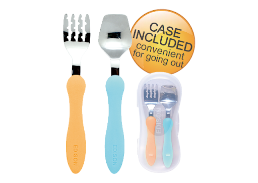 Edison Baby Non-slip Spoon and Fork Sets with Portable Box